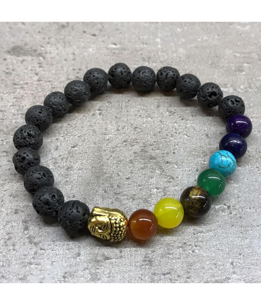 Pulsera de Piedra de Lava - Buda - Chakra