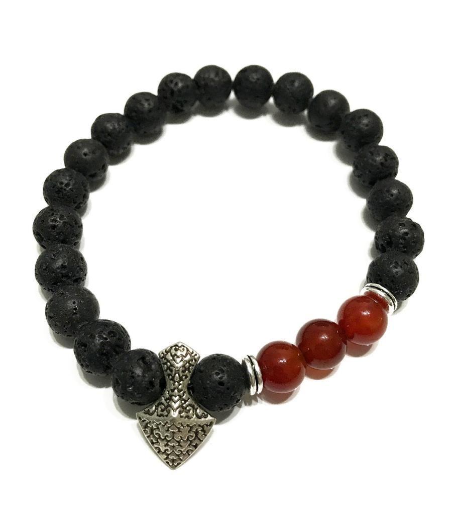 Pulsera de Piedra de Lava - Hacha - Cornalina