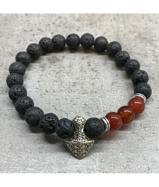 Pulsera de Piedra de Lava - Hacha - Cornalina