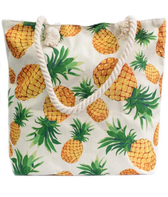 Bolso shopper con asa de cuerda - tropical piñas