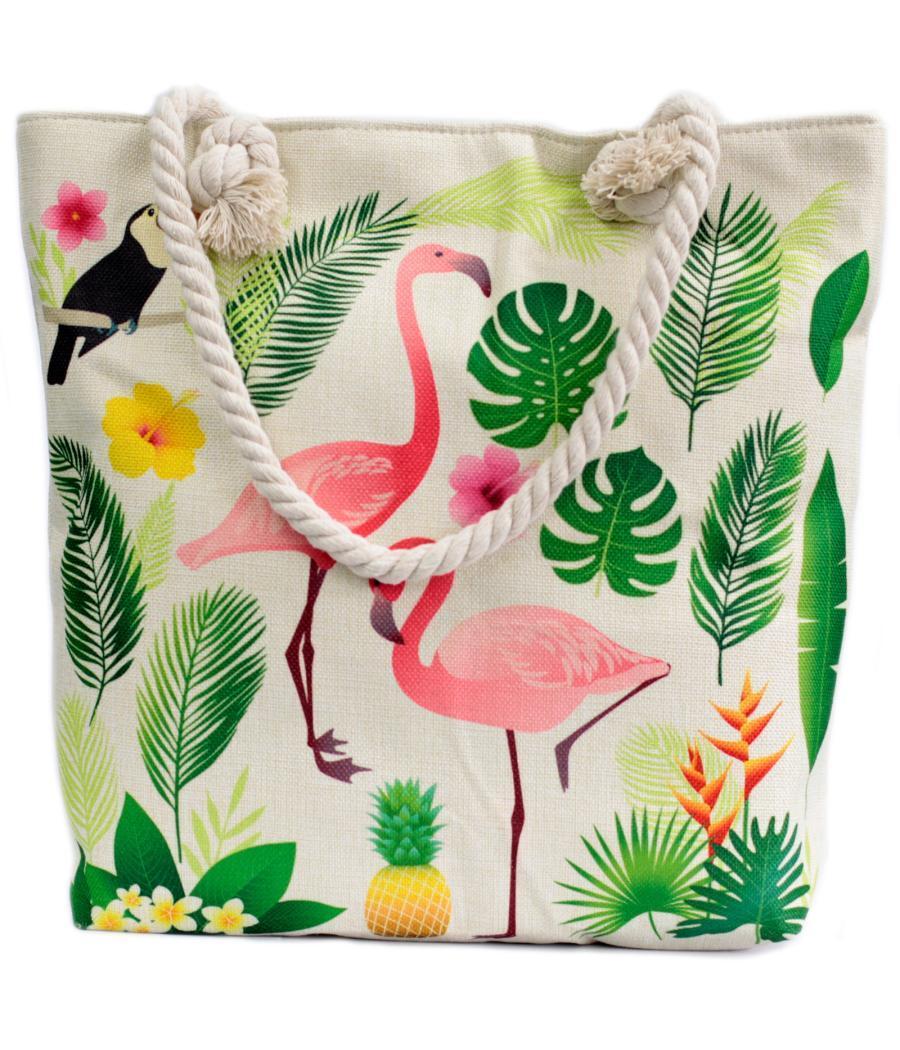 Bolso shopper con asa de cuerda - tropical flamenco