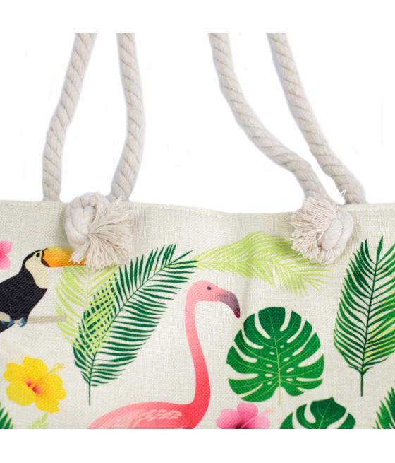 Bolso shopper con asa de cuerda - tropical flamenco