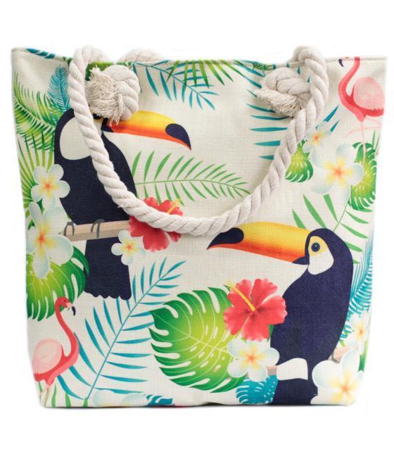 Bolso shopper con asa de cuerda - tropical tucán