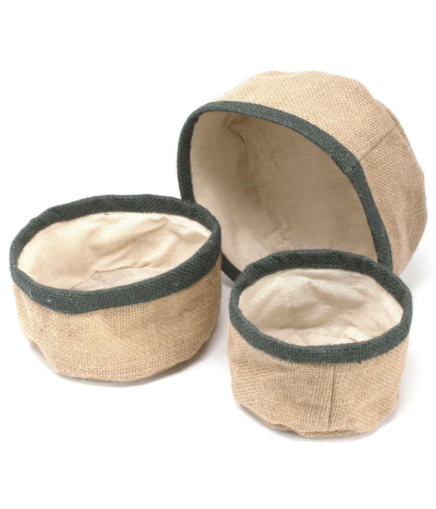 Conjunto de 3 cestas de yute natural - Carbón