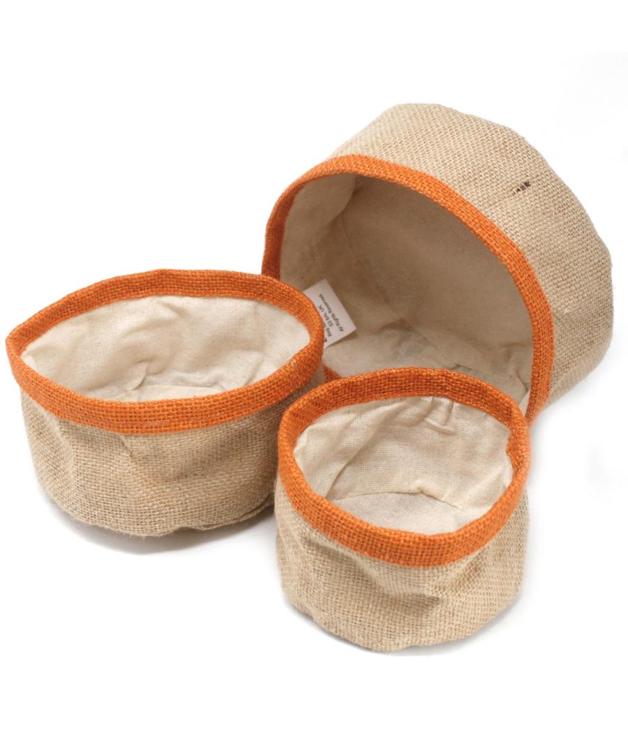 Conjunto de 3 cestas de yute natural - Cúrcuma