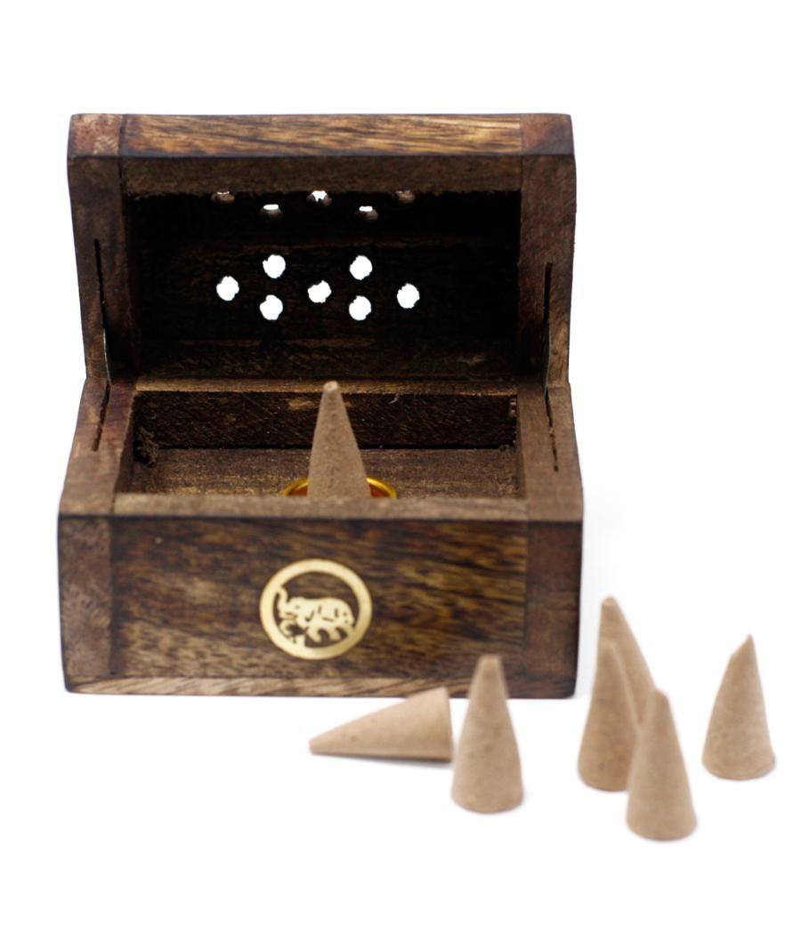 Mini Incense Cone Smoke Box - Mango Wood