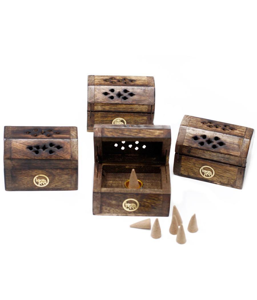 Mini Incense Cone Smoke Box - Mango Wood