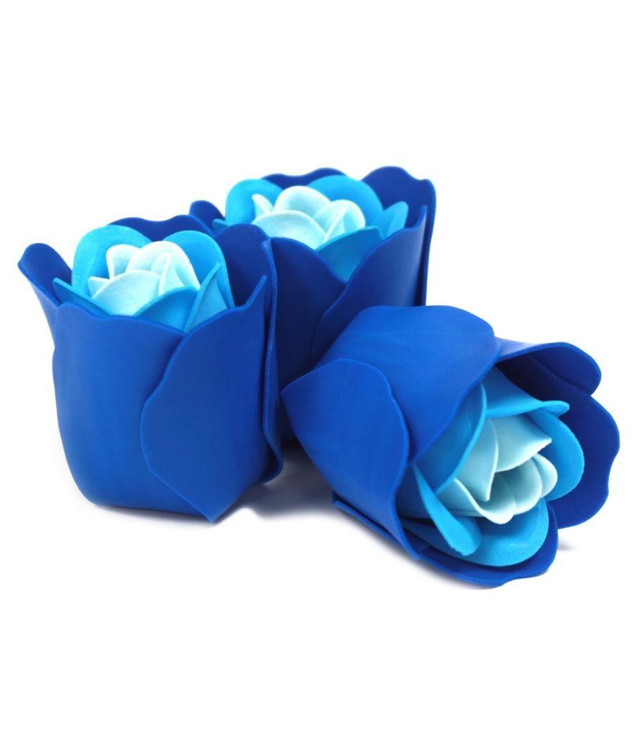 Set de 3 flores de Jabón caja corazón - rosas azul
