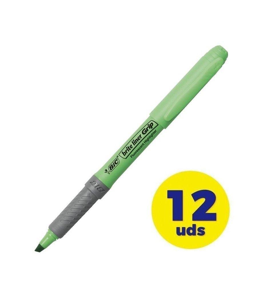 Caja de Marcadores Fluorescentes Bic Brite Liner Grip/ 12 unidades/ Verdes - Imagen 1