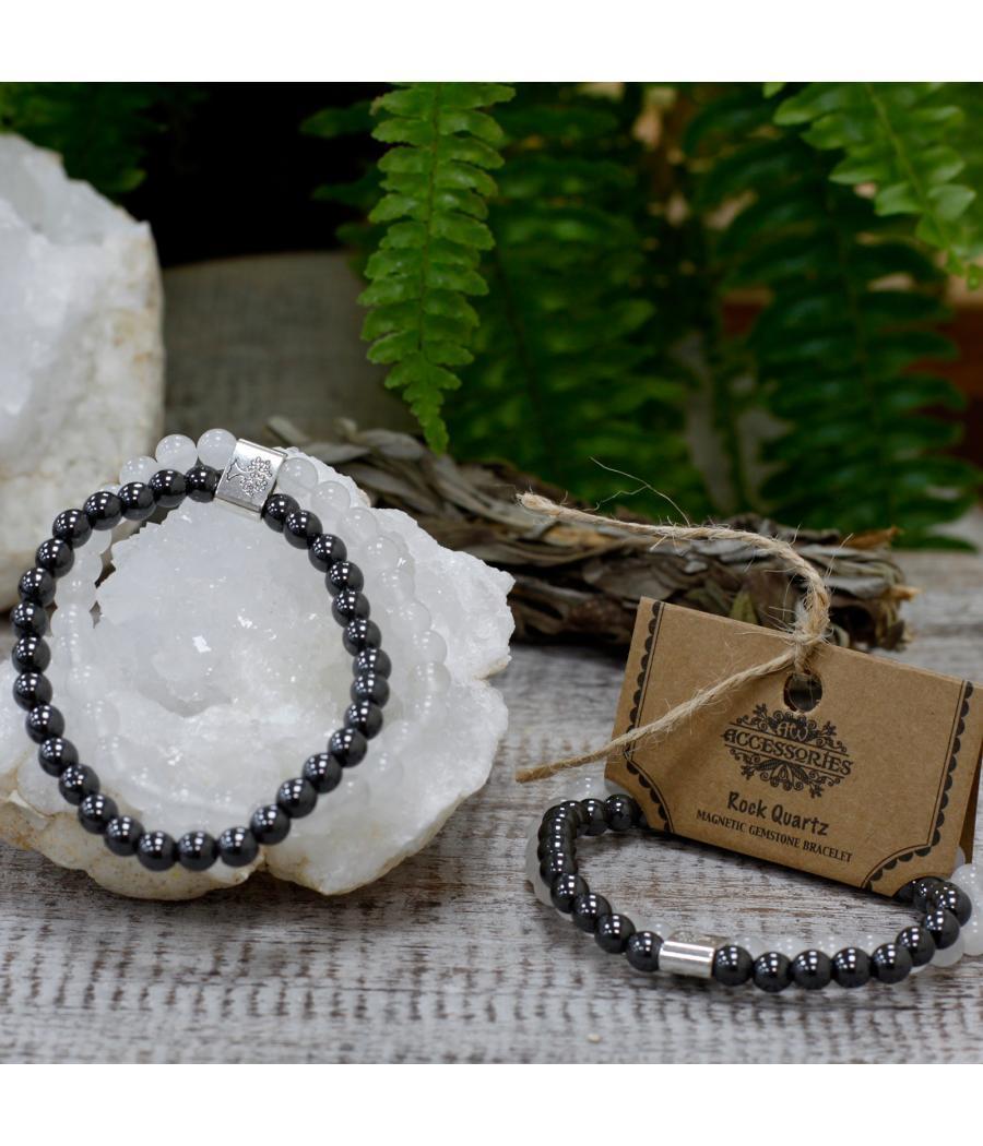 Pulsera de Piedras Preciosas Magnéticas - Cuarzo Blanco