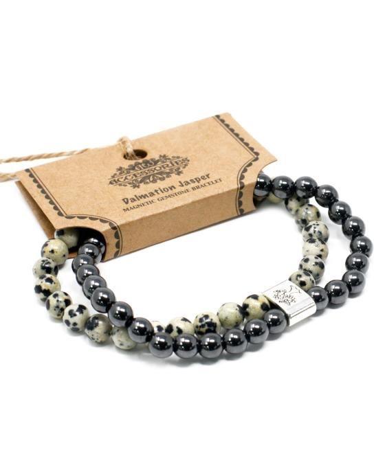 Pulsera de Piedras Preciosas Magnéticas - Jaspe Dálmata