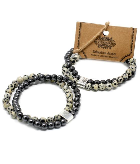 Pulsera de Piedras Preciosas Magnéticas - Jaspe Dálmata