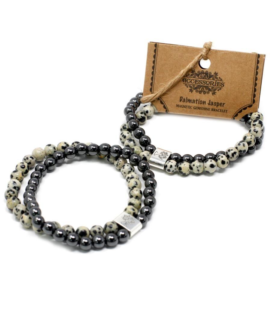 Pulsera de Piedras Preciosas Magnéticas - Jaspe Dálmata