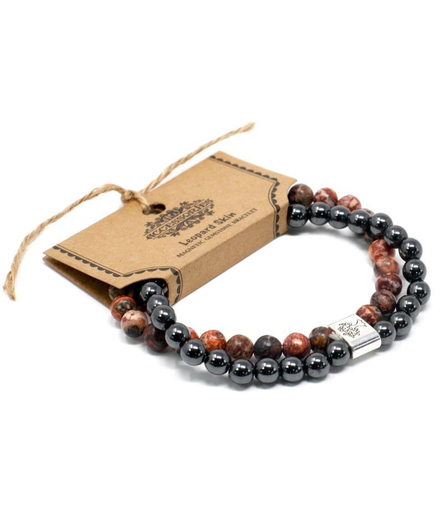 Pulsera de Piedras Preciosas Magnéticas - Piel de Leopardo