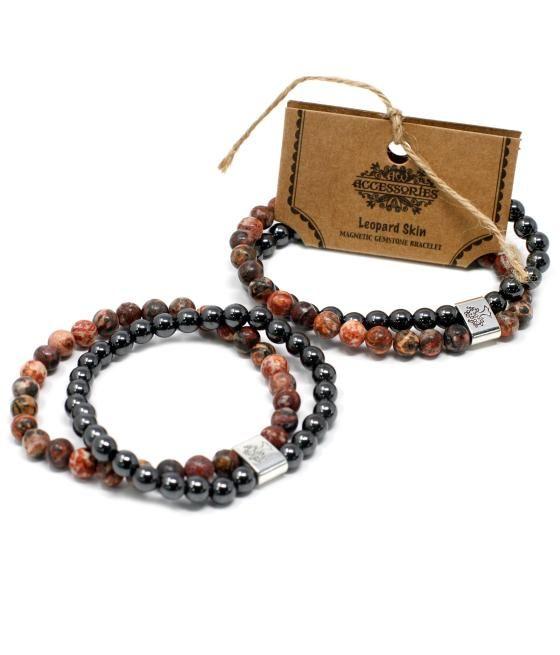 Pulsera de Piedras Preciosas Magnéticas - Piel de Leopardo