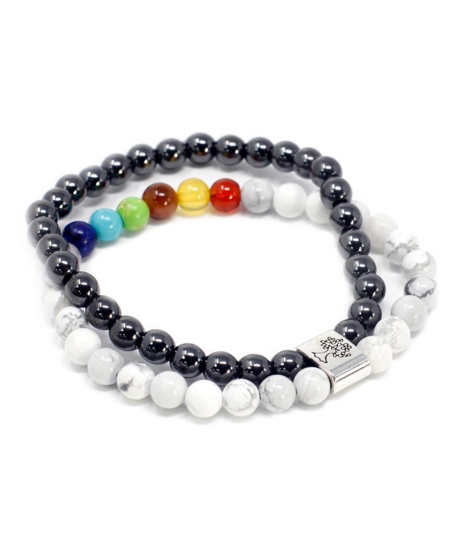 Pulsera de Piedras Preciosas Magnéticas - Chakra Howlita Blanco