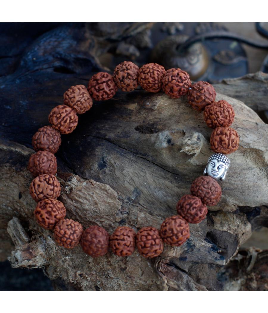 Rudraksha Brazalete de Buda Japa Mala - Marron