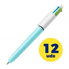 Caja de Bolígrafos de Tinta de Aceite Retráctil Bic Fashion 887777/ 12 unidades/ 4 Colores de Tinta/ Cuerpo Color Azul Pastel - 