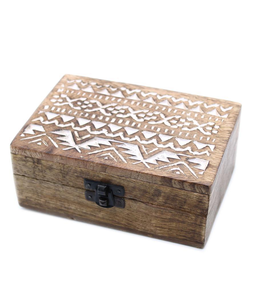 Caja de Madera Blanca - 6x4 Pastillero Diseño Eslavo