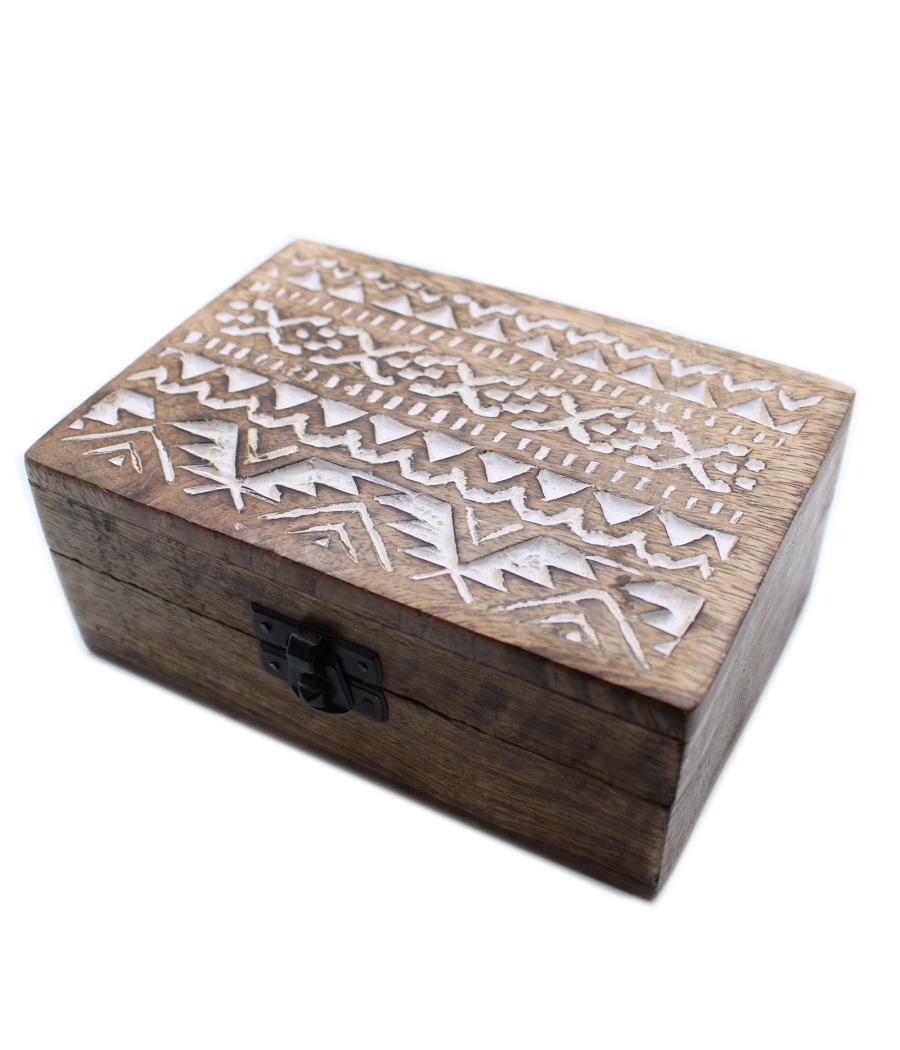 Caja de Madera Blanca - 6x4 Pastillero Diseño Eslavo