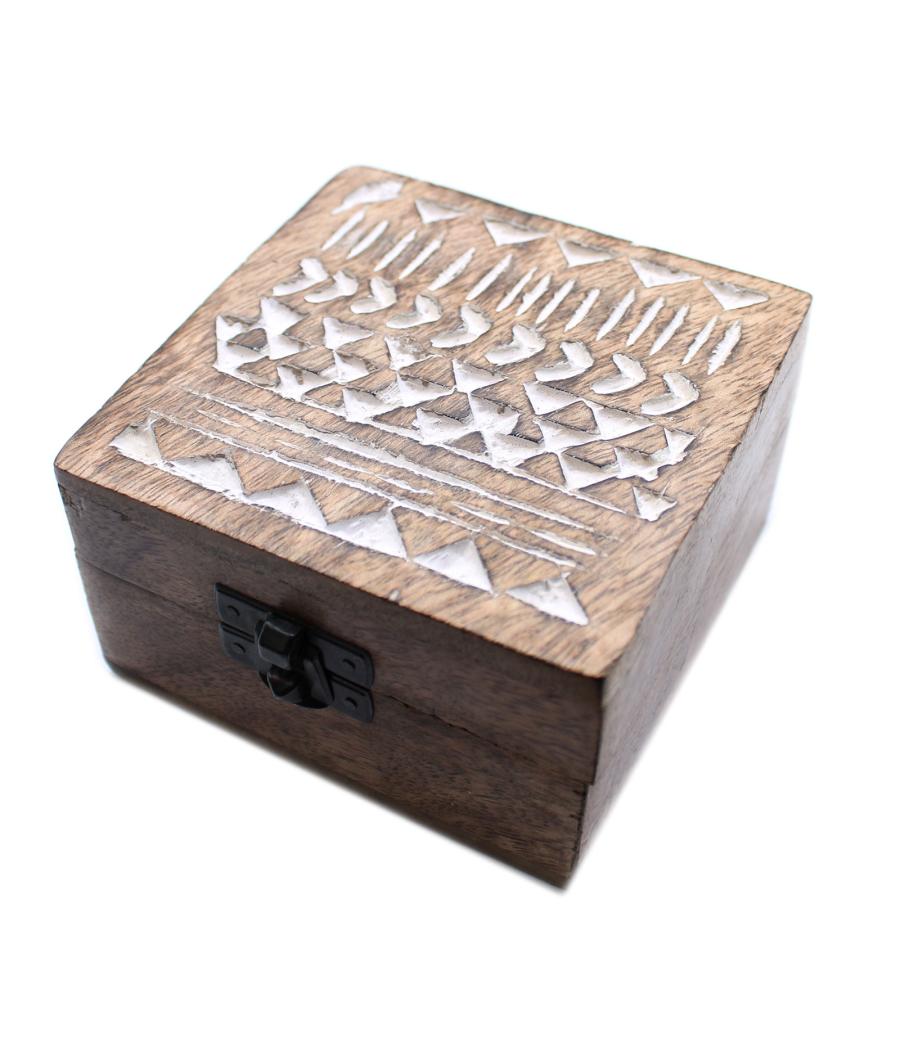 Caja de Madera Blanca - 4x4 Diseño Azteca