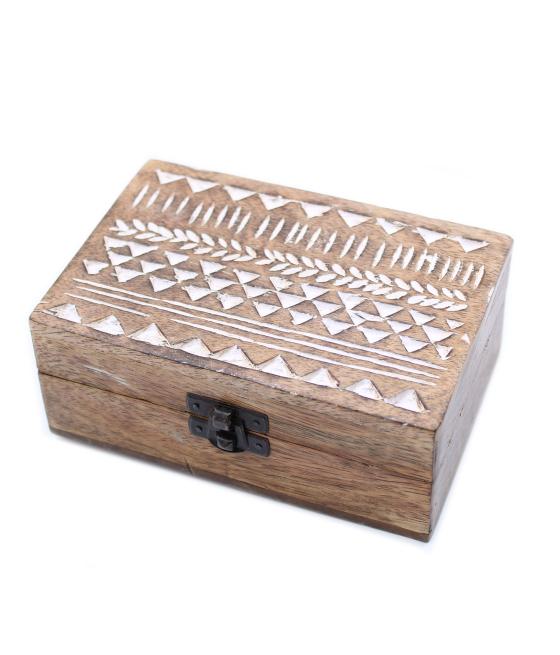 Caja de Madera Blanca - 6x4 Aztec Design