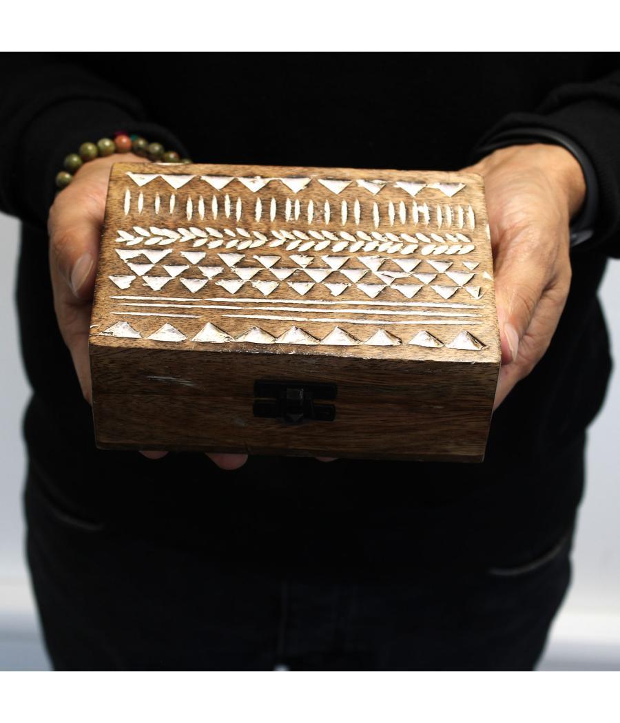 Caja de Madera Blanca - 6x4 Aztec Design