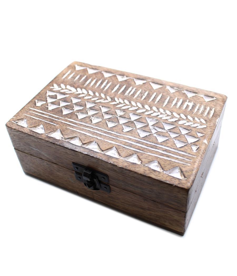 Caja de Madera Blanca - 6x4 Aztec Design