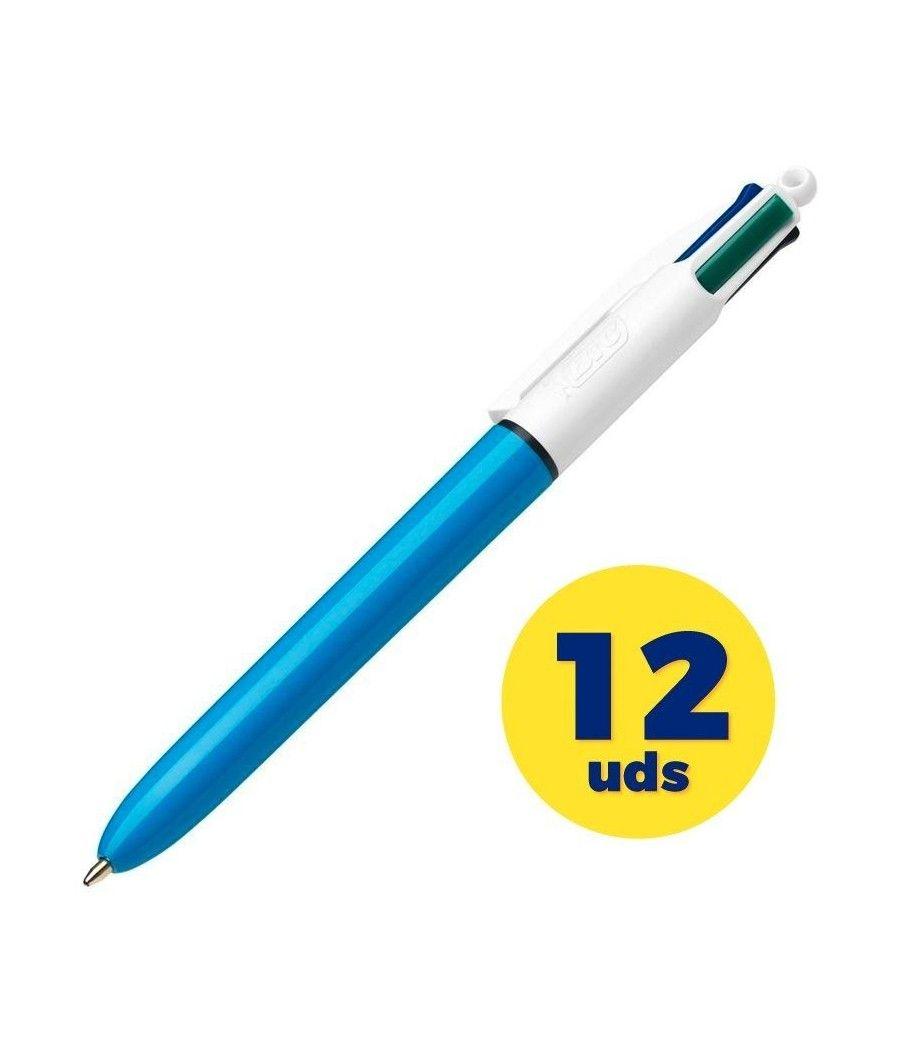 Caja de Bolígrafos de Tinta de Aceite Retráctil Bic Medium Original 889969/ 12 unidades/ 4 Colores de Tinta/ Cuerpo Color Azul -