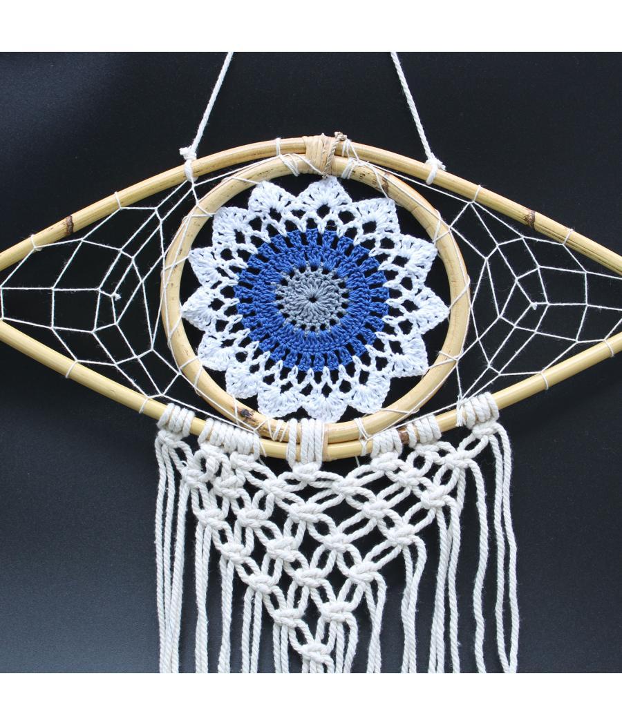 Atrapasueños - Med Macramé Eye Blanco / Azul / Gris