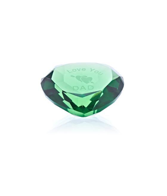 50mm diamante verde CORAZÓN + I LOVE YOU DAD