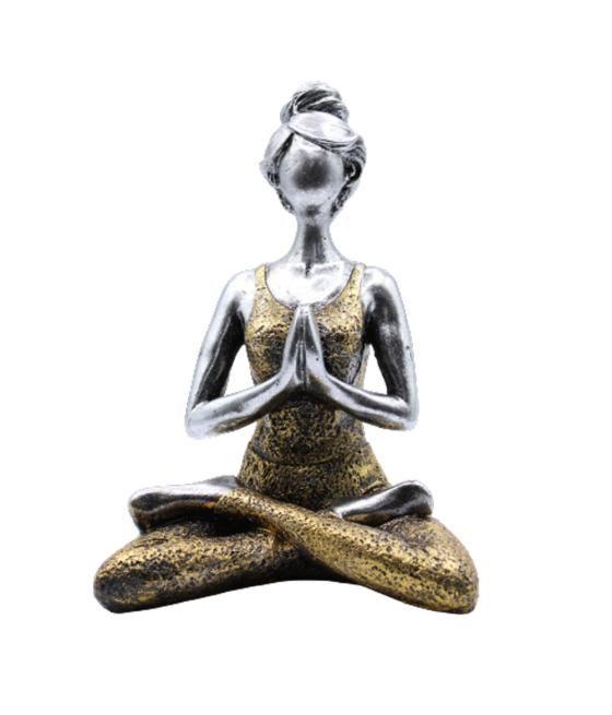 Yoga Lady Figure - Silver & Gold 24cm