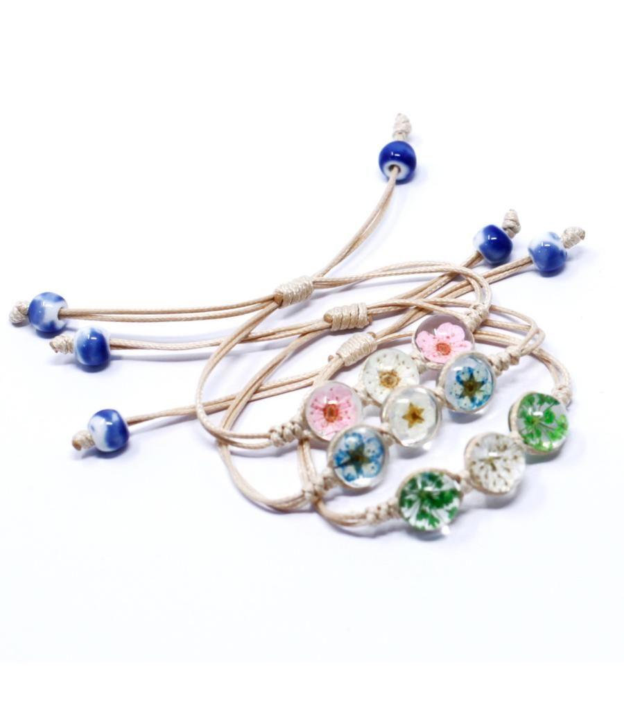 Flores Prensadas - Pulsera de tres flores