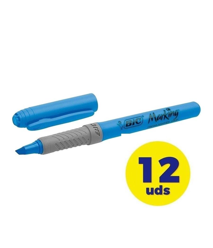Caja de Marcadores Fluorescentes Bic Marking Highlighter Grip/ 12 unidades/ Azules - Imagen 1