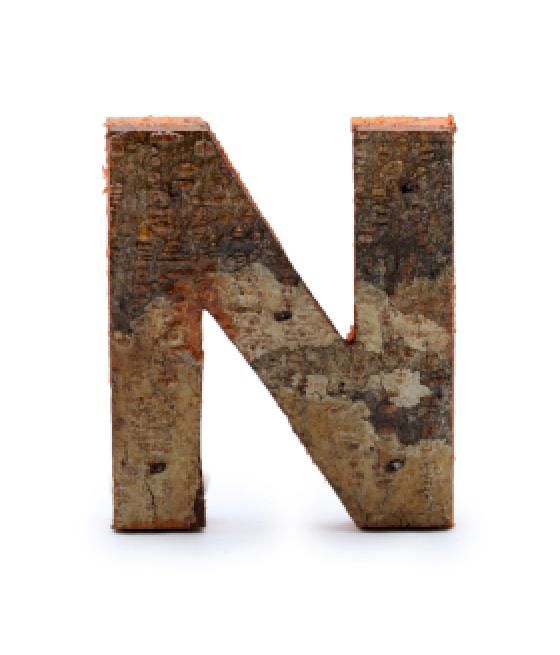 Letra de Corteza Rústica - "N" (12) - Pequeña 7cm