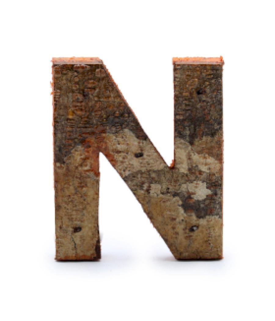 Letra de Corteza Rústica - "N" (12) - Pequeña 7cm