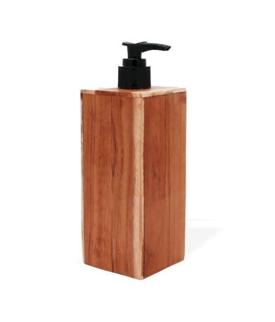 Dispensador de jabón de madera de teca natural - Cuadrado