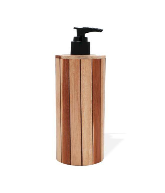 Dispensador de jabón de madera de teca natural - Redondo