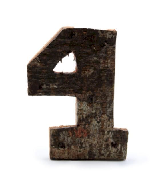 Número de corteza rústica - "4" (12) - Pequeño 7cm