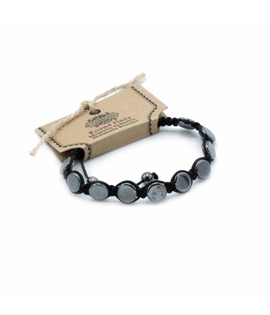 Pulsera Magnética Shamballa de Hematita - Círculos Planos