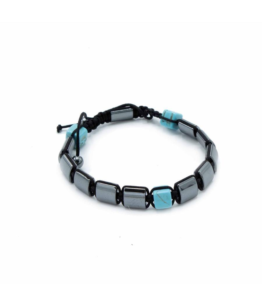 Pulsera Magnética Shamballa de Hematita - Cuboides Turquesa