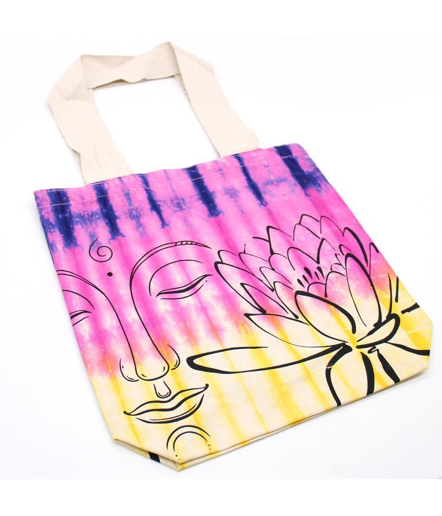 Bolsas de Algodón "Tie Dye" (170g) - 38x42x12cm - Lotus Buddha - Multi Color - Asa Natural