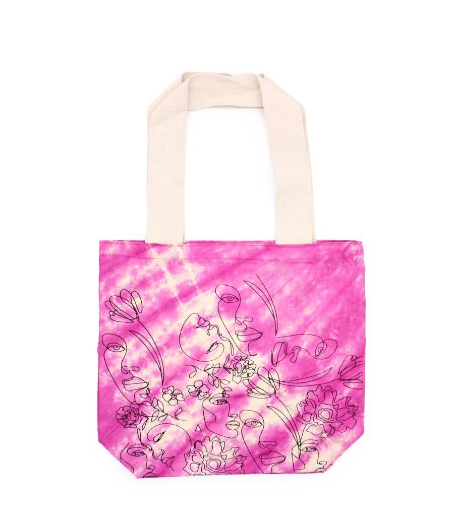 Bolsas de Algodón "Tie Dye" (170g) - 38x42x12cm - Cara Bonita - Magenta - Asa Natural