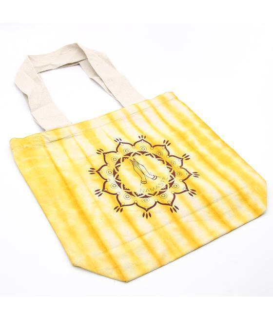 Bolsas de Algodón "Tie Dye" (170g) - 38x42x12cm - Namaste Hands - Yellow - Asa Natural