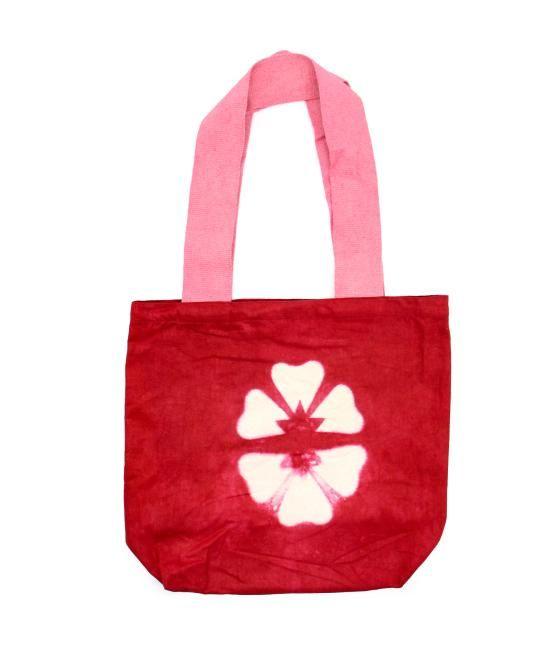 Bolsa de Algodon Natural con Diseño "Tie Dye" (220g)- 38x42x12cm - Flor Granate - Asa Rosa