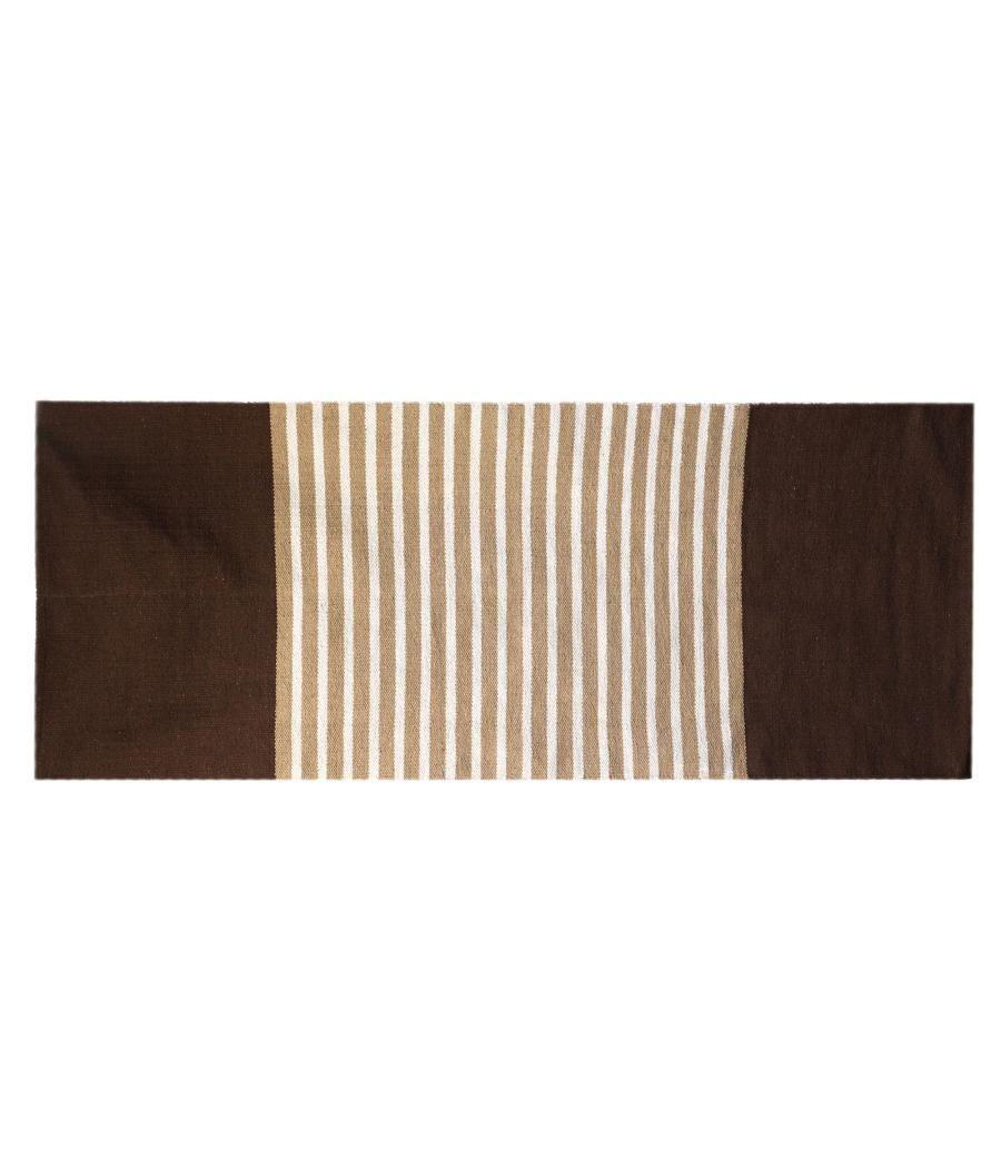 Alfombra India de Algodón - 70x170cm - Marrón Oscuro / Beige