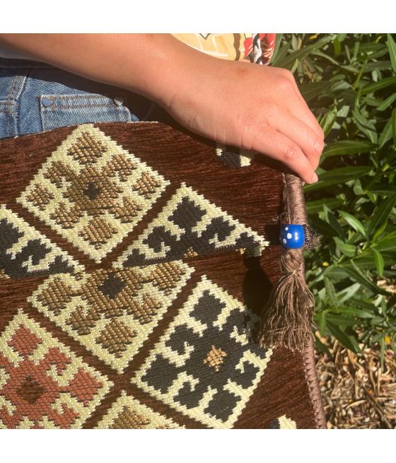 Bolso bandolera de festival Kilim de chocolate