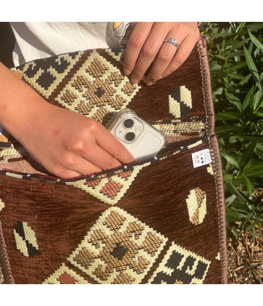 Bolso bandolera de festival Kilim de chocolate