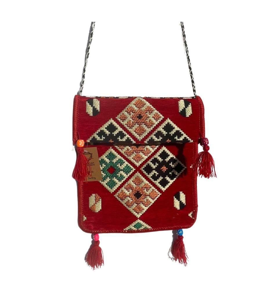 Bolso bandolera rojo Kilim Festival