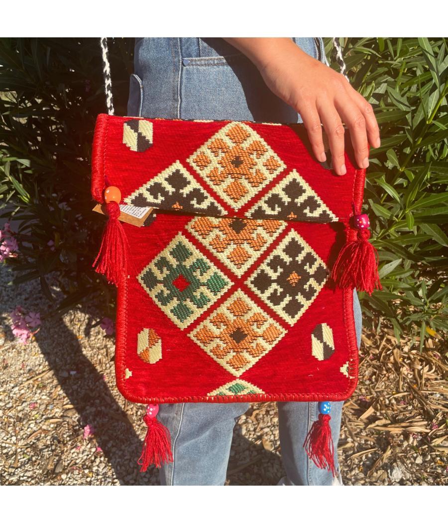 Bolso bandolera rojo Kilim Festival